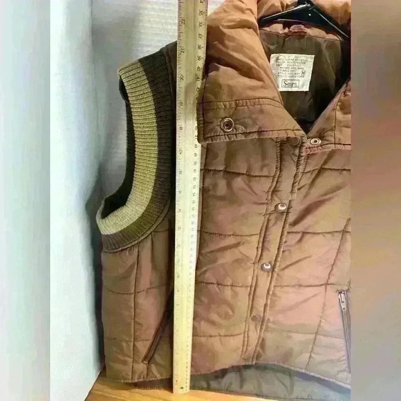 Vintage Polyester Brown Sears Puffer Vest Mens Medium - Picture 4 of 9